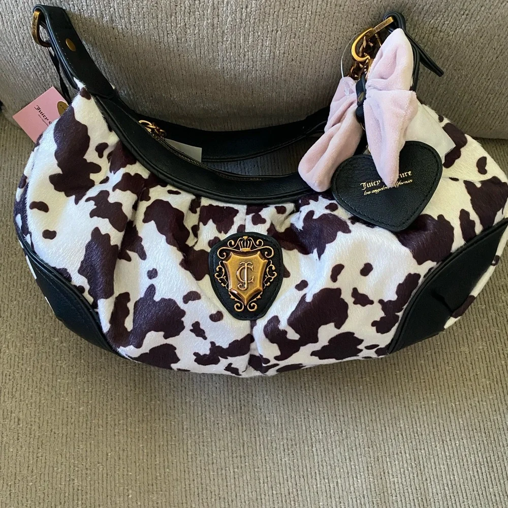 Juicy Couture Romance Cow Hobo Purse - Black & White